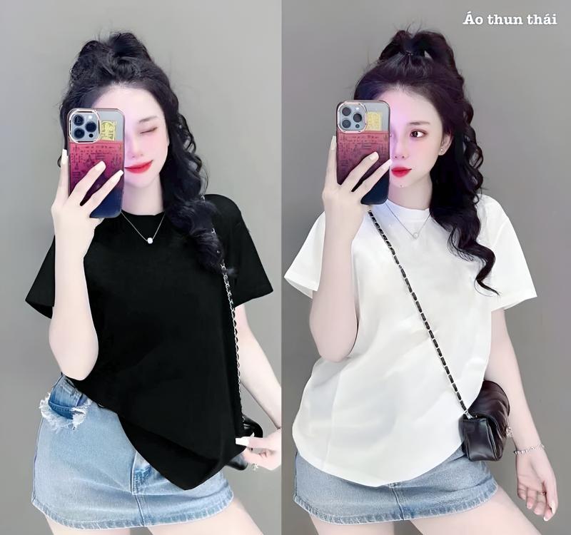 Áo Thun Thái Trơn Nữ [Mã A0 ] Form vừa 40~60kg, Form rộng 50-72kg Phong cách BASIC, đồng phục hội nhóm ,đa dạng màu sắc Áo Cổ Tròn tay ngắn Cotton 4 Mềm mịn mát