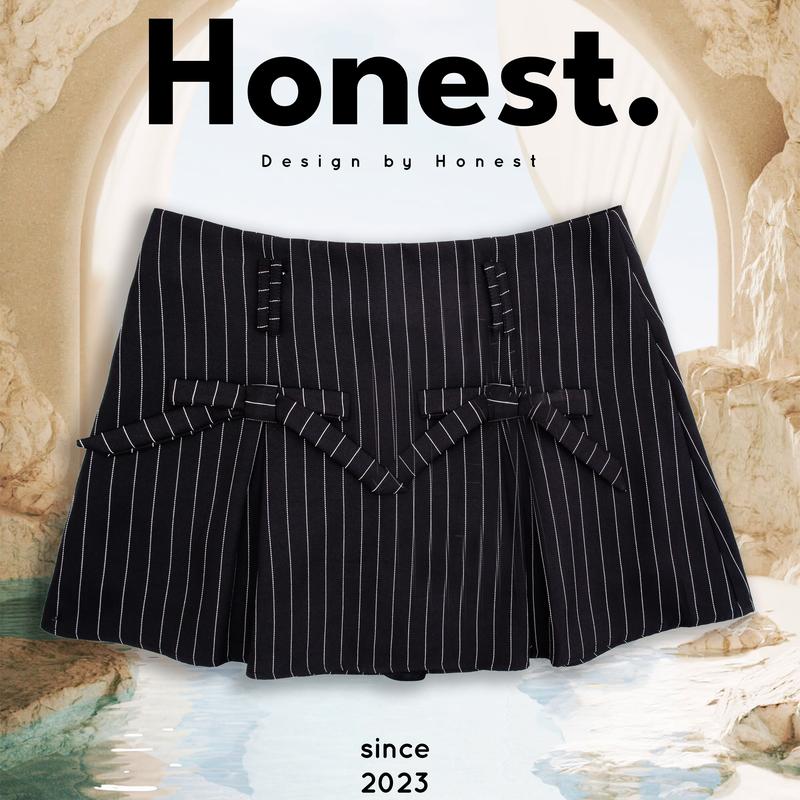 Karry Skirt - Chân váy cạp trễ y2k kẻ sọc dáng xòe có lót trong Kaki Cotton Nữ Women - Honest Store Voan Tre Voi