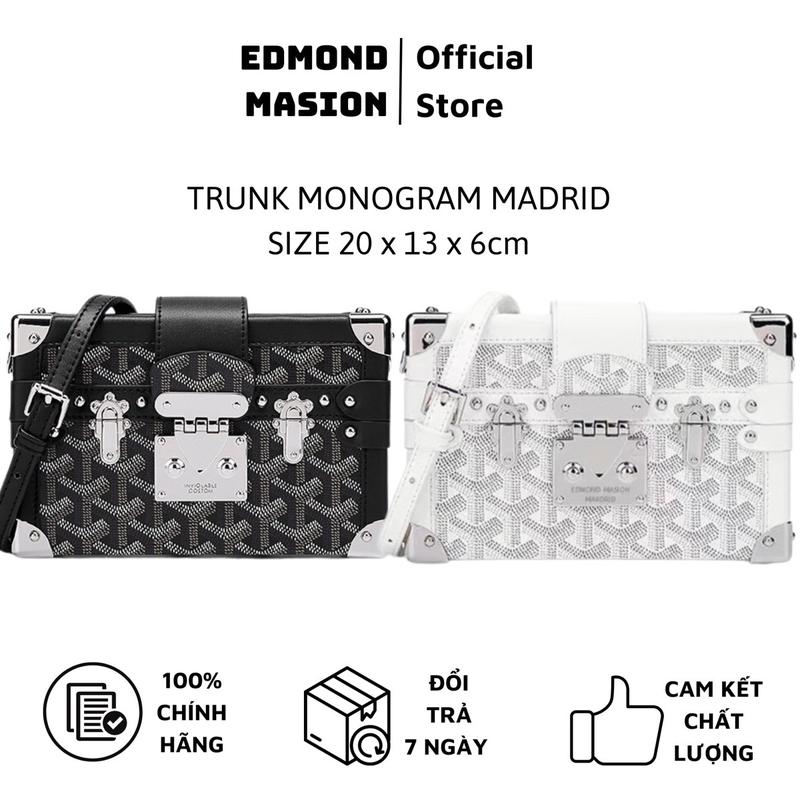 Túi hộp Trunk EDMOND MASION Monogram túi hộp EMM có dây đi kèm có thể tháo rời form cứng cáp EDMONDMASIONVN Bag Đeo Chéo Da Kem Nam Nữ ặp edmondmasion