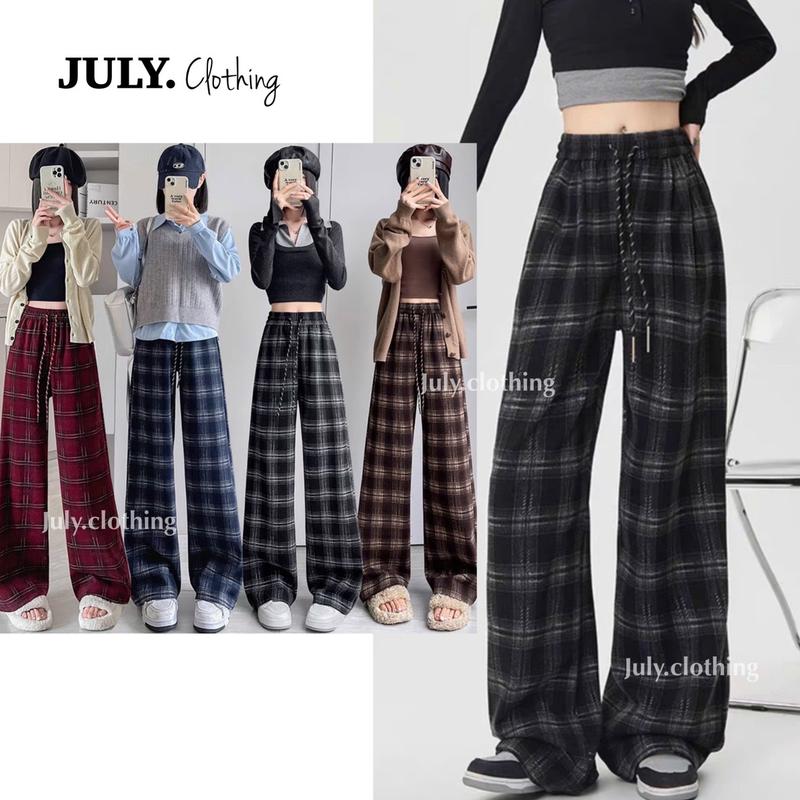 [QCCC] Quần Kẻ Caro Chất Dạ Umi Co Giãn Dáng Baggy Và Dáng Suông Dành Cho Nữ Nhà July