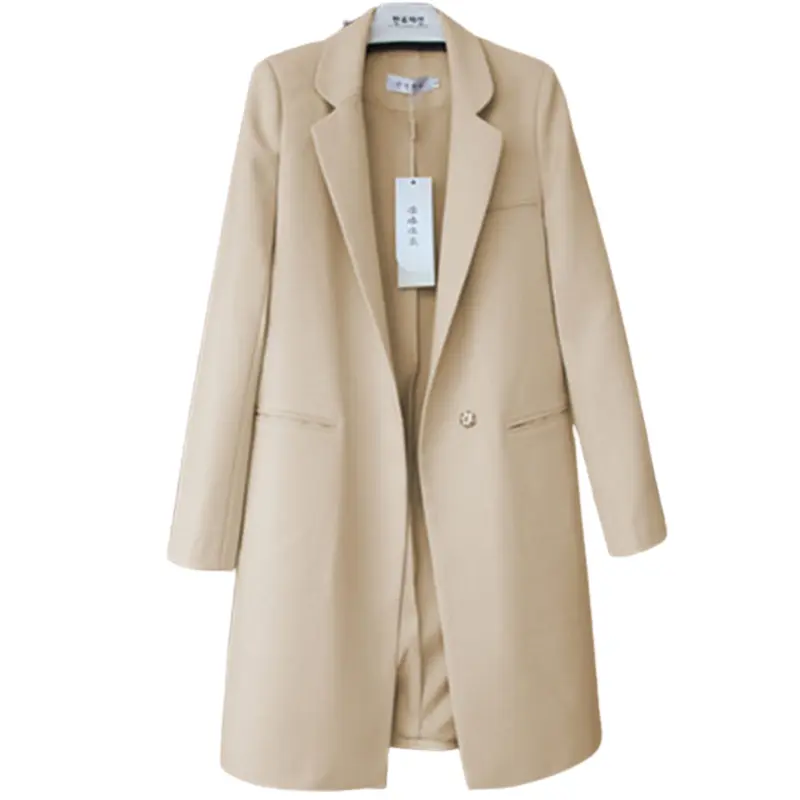 Blazer wanita Korea Poket Blezer Long Coat Wanita panjang 0
