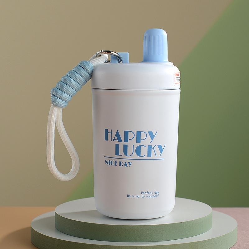 Product Introduction of stainless steel Chihiro thermos cup high appearance level portable thermal insulation with rope straw outdoor accompanying water cup 10
