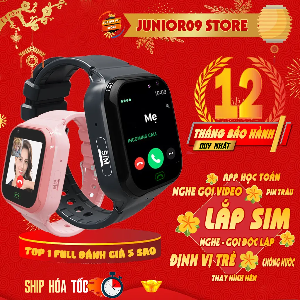 Đồng hồ thông minh Trẻ em JUNIOR09 WATCH KID MINI | Lắp sim - Nghe gọi | Nghe gọi Video Call | Định vị trẻ em | Chế độ lớp học | Phát tín hiệu SOS | Chụp ảnh - Ghi âm bí mật | Chống nước cho bé trai và bé gái