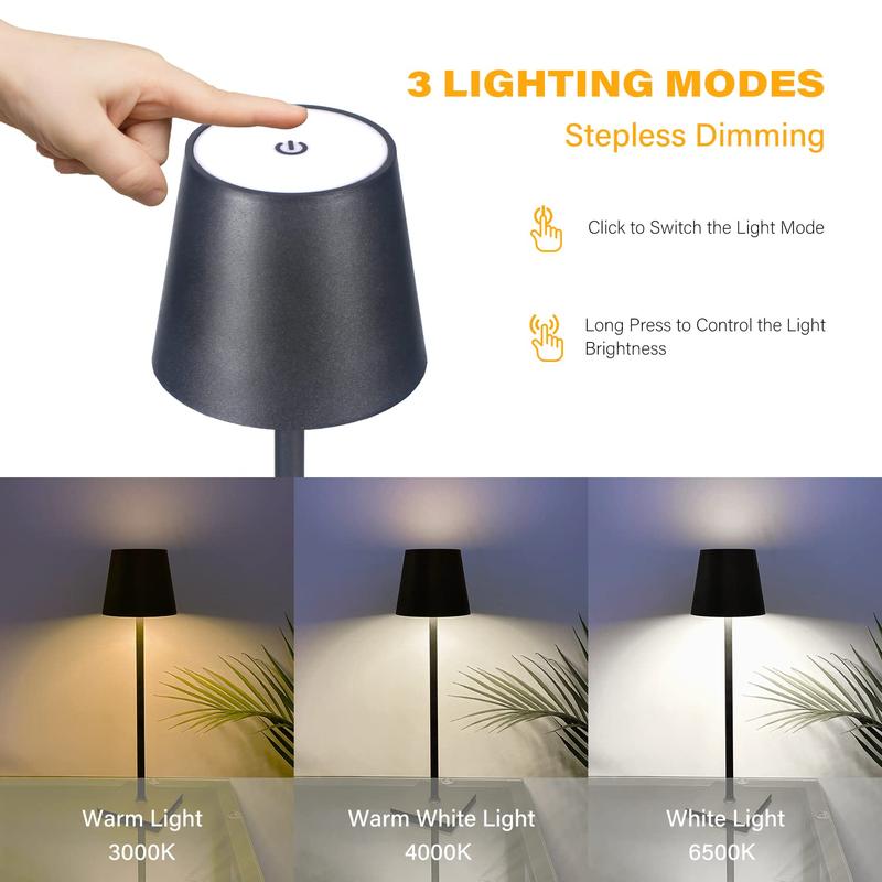 Rechargeable Desk Lamp, 3-color Touch Dimming Eye Protector LED Table Lamp, Versatile Usability Night Light For Study Side Table Mini Bed Side, Home Modern Interior 6
