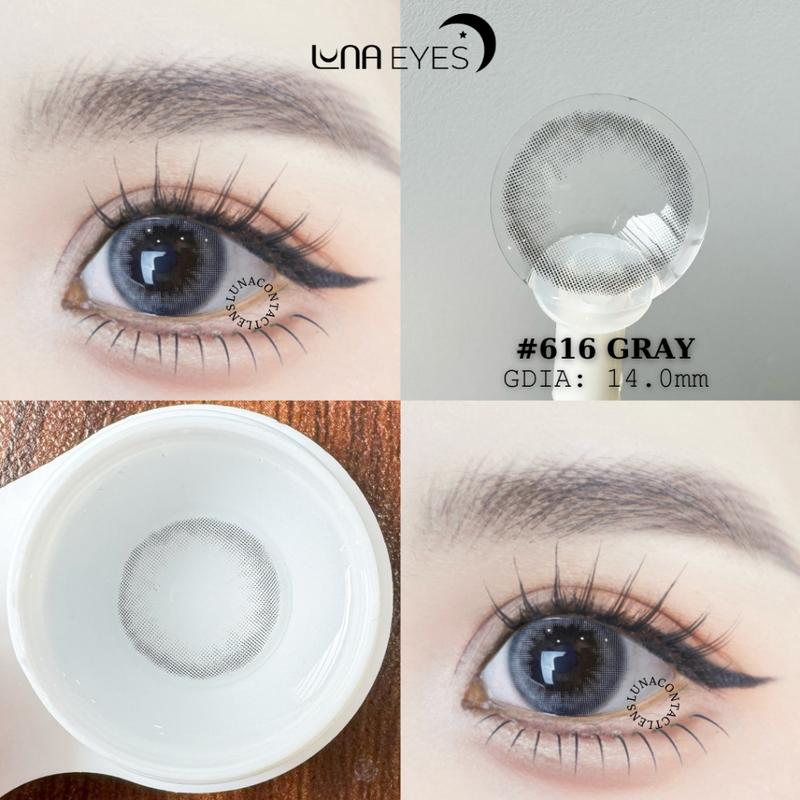 [1 year] Lens LUNA EYES 616 GRAY size nhỏ hsd 1 năm