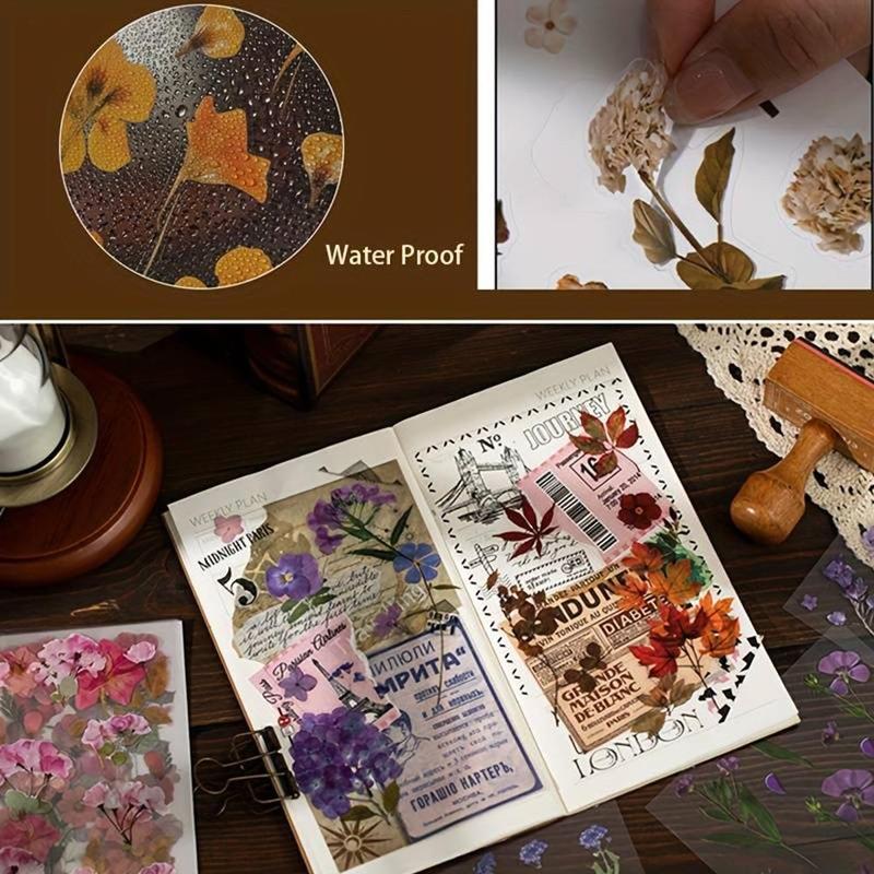 Vintage Floral & Botanical Pattern Stickers (20 Sheets/set), Waterproof Self Adhesive Decorative Stickers, Diy Decals for Water Bottle, Laptop, Phone Case, Scrapbooking, Journal Making 4