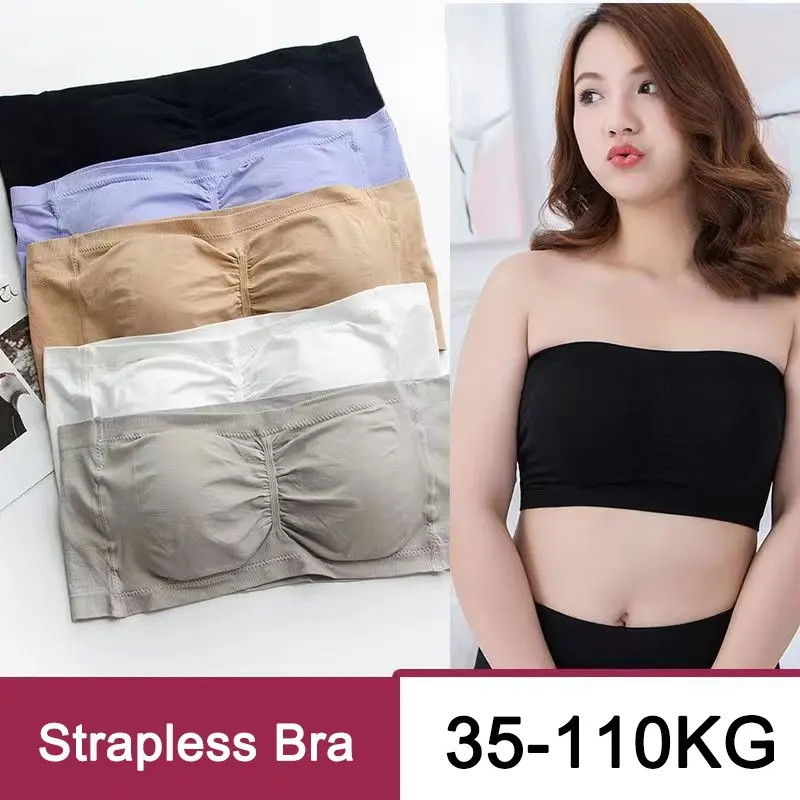Áo Ngực Không Dây Có Đệm, Ngoại Cỡ, Áo Ống Lưng Đẹp, Không Gọng, Thích Hợp Cho Thể Thao, Không Đường May, Áo Ngực Liền Mạch, Không Dây, Vòng Ngực Quấn