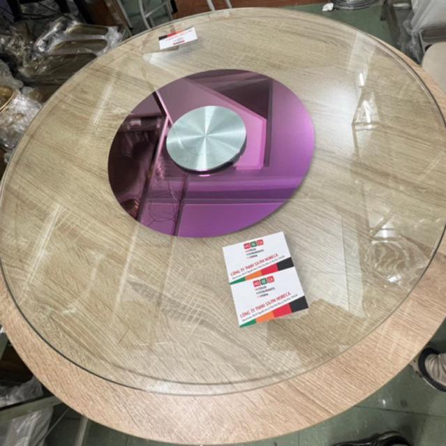 mâm xoay bàn ăn cao cấp [Màu Hồng Tím] size 60,70,80,90,100cm, bộ mâm xoay gồm đế xoay inox và kính cường lực dày 10ly 4