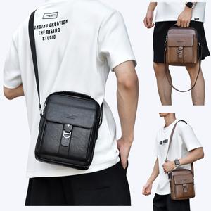 A business-style men's bag, crossbody bag, shoulder bag, black and brown, messenger bag, suitable for work travel and daily use