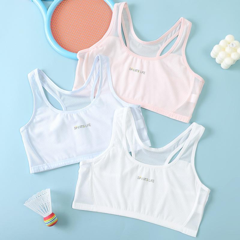 Áo lót học sinh cấp 1 cấp 2 dạng lưới ba lỗ siêu mát áo bra trẻ em tuổi dậy thì ao ngực nữ sinh từ 17 đến 50kg