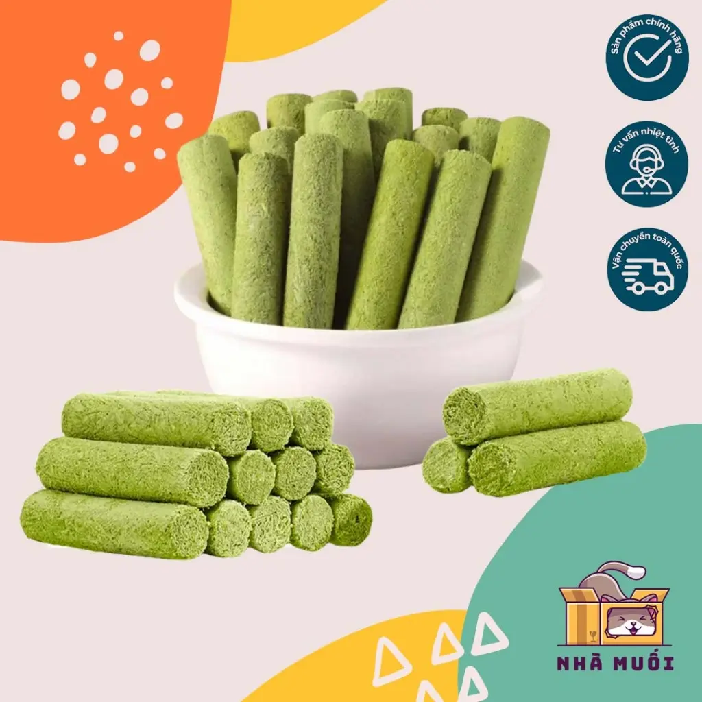 Thanh cỏ mèo, đồ ăn khô cho mèo. Que cỏ mèo nặng 4-5g, giúp tiêu búi lông, sạch và khỏe răng, bổ sung vitamin