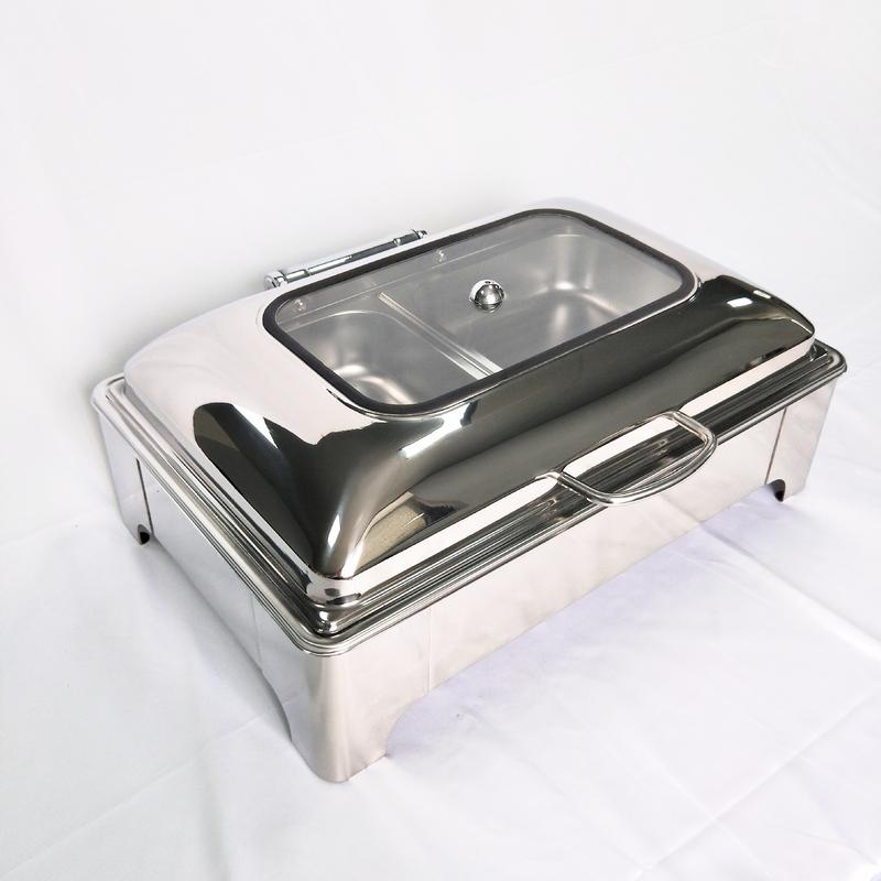 Buffet Stove Maintaining Furnace Electric Heating Flip Buffet Stove Stainless Steel Breakfast Stove Hotel Visual Cover Insulation Plate Pot 2