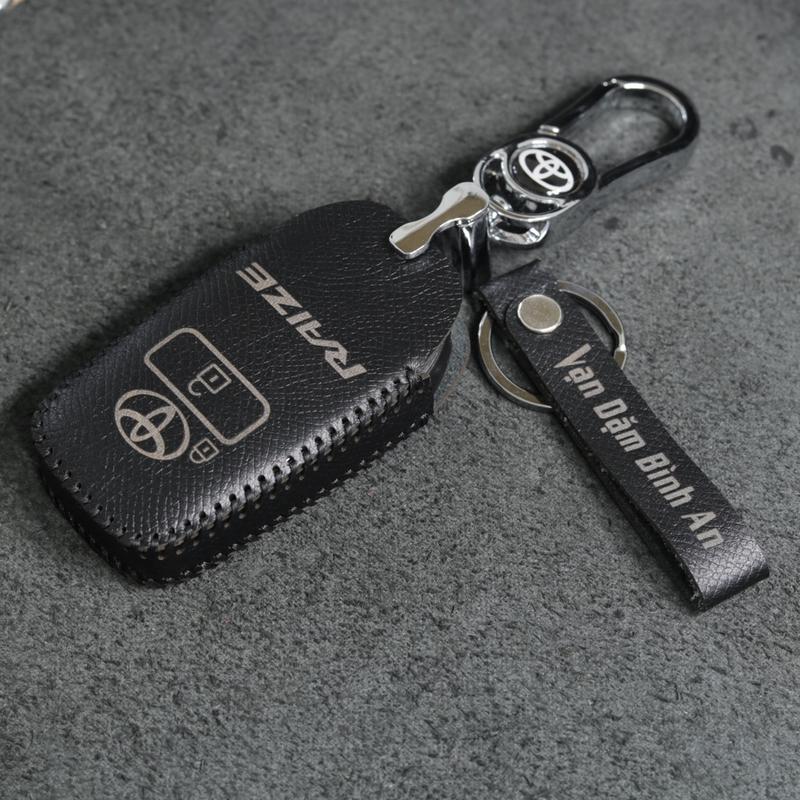 Bao da móc khoá bọc ốp chìa khoá xe ô tô Toyota Raize, Veloz,WIgo,Yaris Cross  2023, AVANZA 2023 handmade da thật Móc Khóa