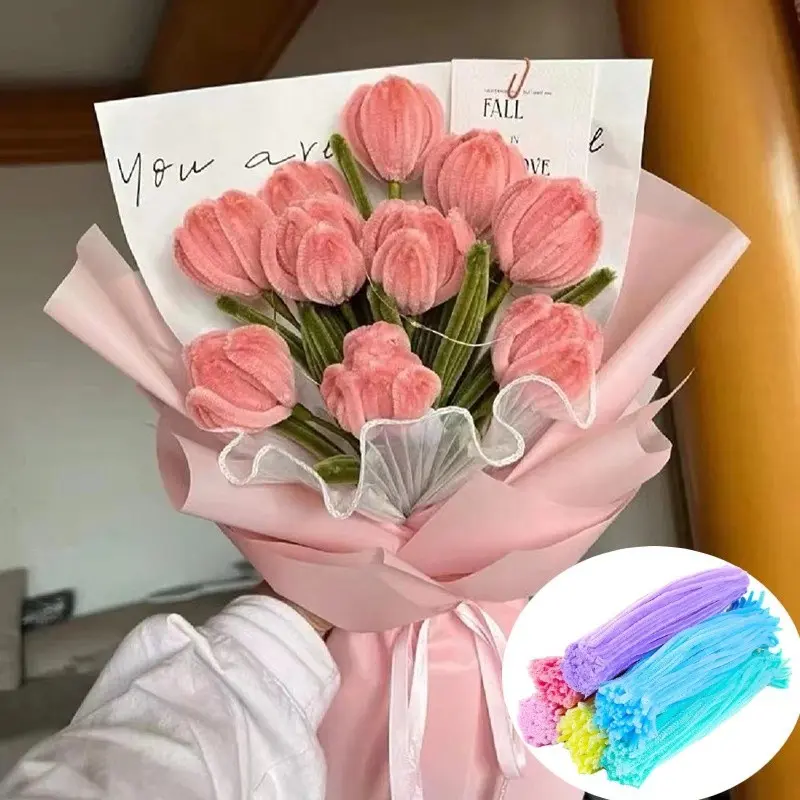 30cm 10pcs ลวดกํามะหยี่ดออกไม้ DIY ดอกไม้  เด็กทำงานฝีมือ ขึ้น สีมาการอง เด็ก  ของขวัญ  เทศกาล ของตกแต