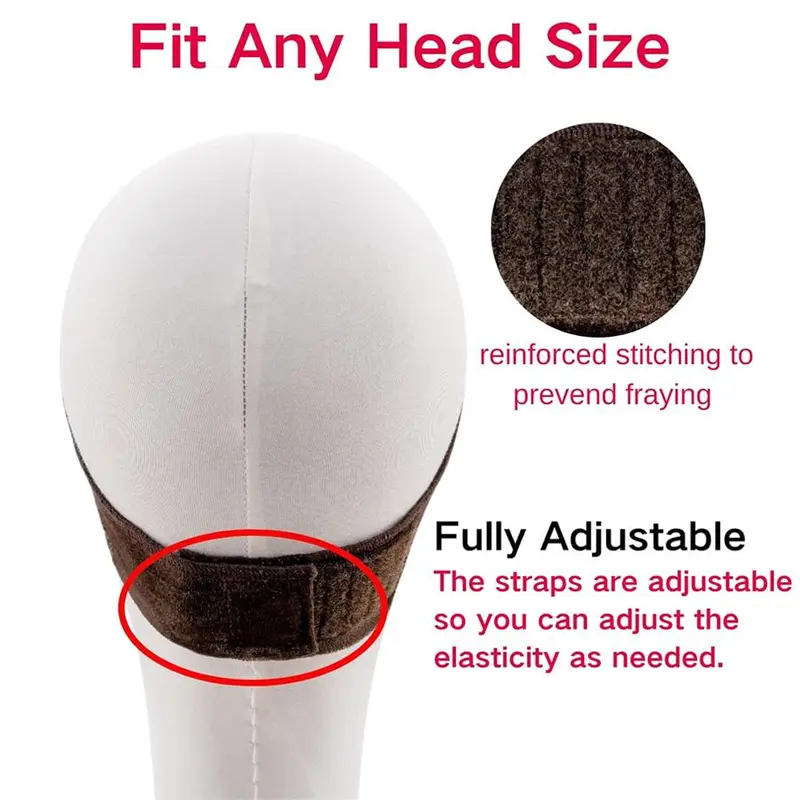 Wig Grip Band, 2 Counts Adjustable Wig Gripper with Ear-cutouts, Natural Lace Edge, Adjustable Non-slip Off Band with Velcro, Comfortable & Breathable 3