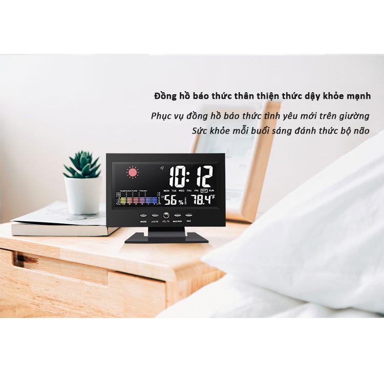 Đồng hồ báo thức điện tử thời tiết phát minh màn hình LED thời tiết nhiệt độ và độ ẩm hàng ngàn năm theo dõi đồng hồ báo thức thời tiết 7
