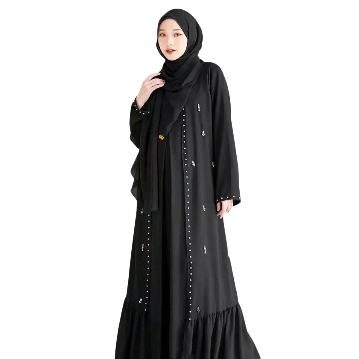 Abaya syahira set outer abaya turkey remaja dan dewasa warna l hitam mewah elagan Gamis Muslim Wanita bahan Ceruty abaya crystal Mutiara Payet Syari Ibu Dress Simple Kondangan Basic Lebaran Pesta