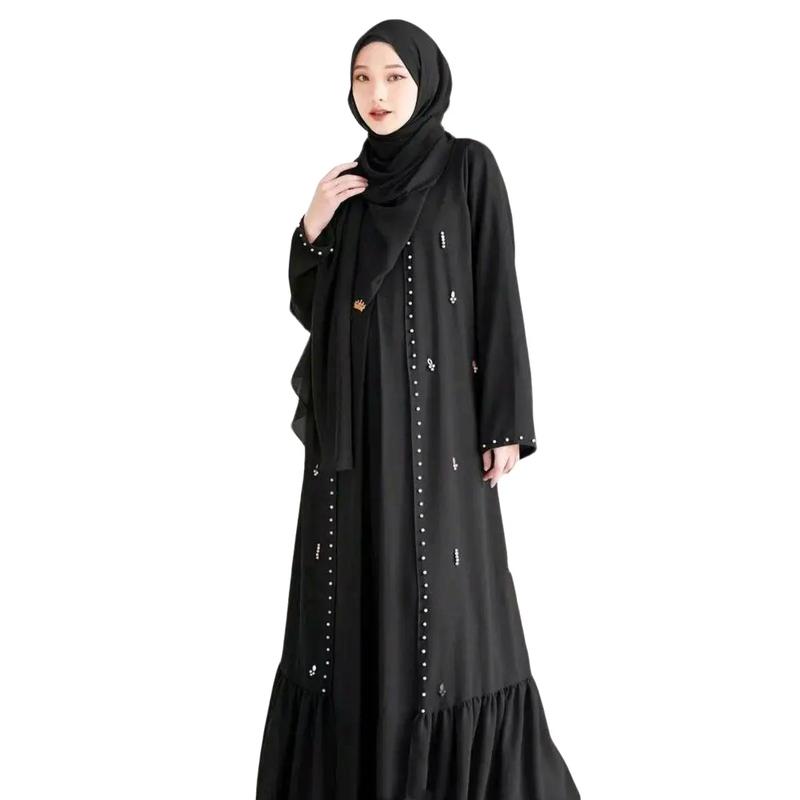Abaya syahira set outer abaya turkey remaja dan dewasa warna l hitam mewah elagan Gamis Muslim Wanita bahan Ceruty abaya crystal Mutiara Payet Syari Ibu Dress Simple Kondangan Basic Lebaran Pesta 1