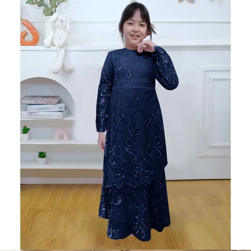 BARU Kid Sarah Gamis Couple Ibu Anak Fashion Brukat Full 2 Tingkat Premiun Dress Pesta Jumbo Seragam Kondangan Kekinian 5