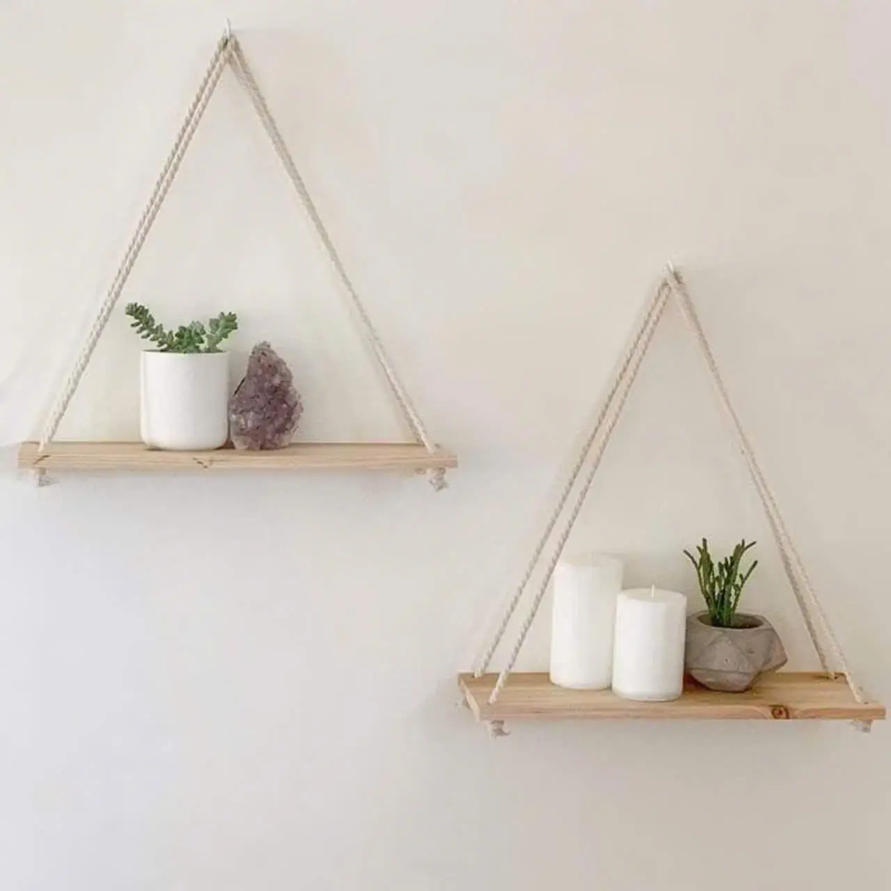 kệ gỗ treo tường bằng dây 1 TẦNG decor phòng