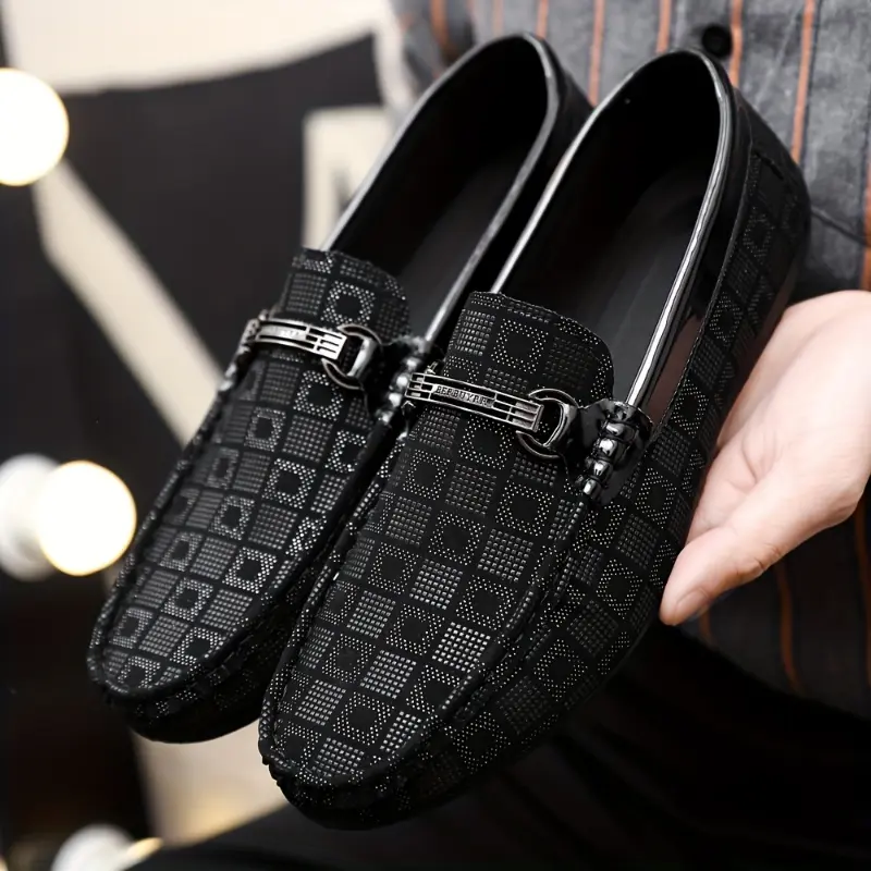 2025 New Men's Casual Plaid Loafers Slip-on Penny Loafers with Fashionable Buckle Decoration, Soft Sole Comfortable and Lightweight for Daily Wear 6
