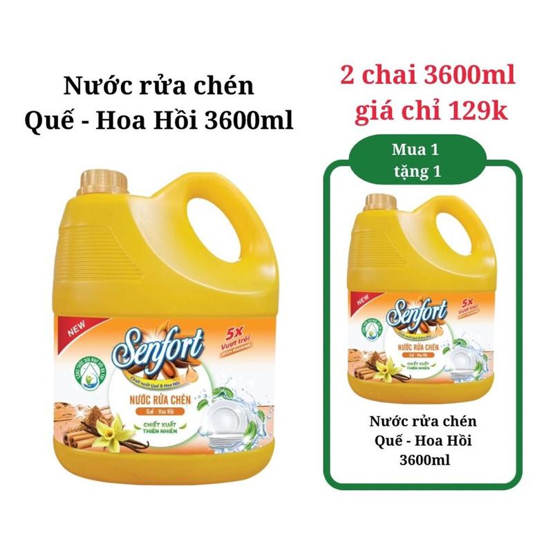 (MUA 1 TẶNG 1) Nước rửa chén SENFORT chiết xuất thảo dược thiên nhiên hương Quế - Hoa Hồi - 3600ml 0