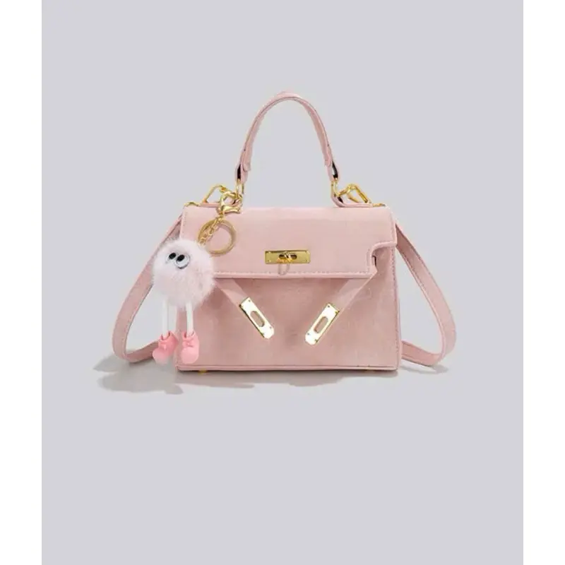 📣Free Ship📣  Túi Xách Nữ Đeo Hm Da Nhung Kèm Móc Bông In hoa Tiết Sang Trọng Thegioituixachqc
