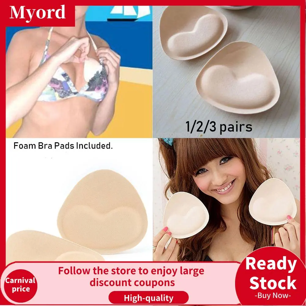 1/2/3 Pairs Skin color Sponge Foam Bikini Intimates Accessories Bra Pads Breast Bras Insert Pad Chest Cup Womenswear Comfortable