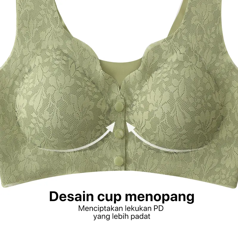 GRENEY L.W.L Bra Rompi Renda Pakaian Dalam Wanita Tipis Push Up Bh Sport Tanpa Kawat Kancing Depan Busa-89697 2