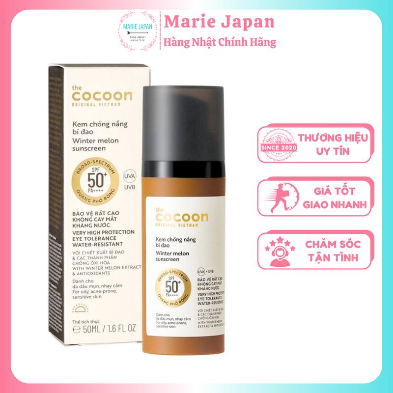 Kem Chống Nắng Bí Đao Dưỡng Body Cocoon Quang Phổ Rộng Chống Oxy Hóa SPF 50+ PA ++++ Sunscreen Nữ