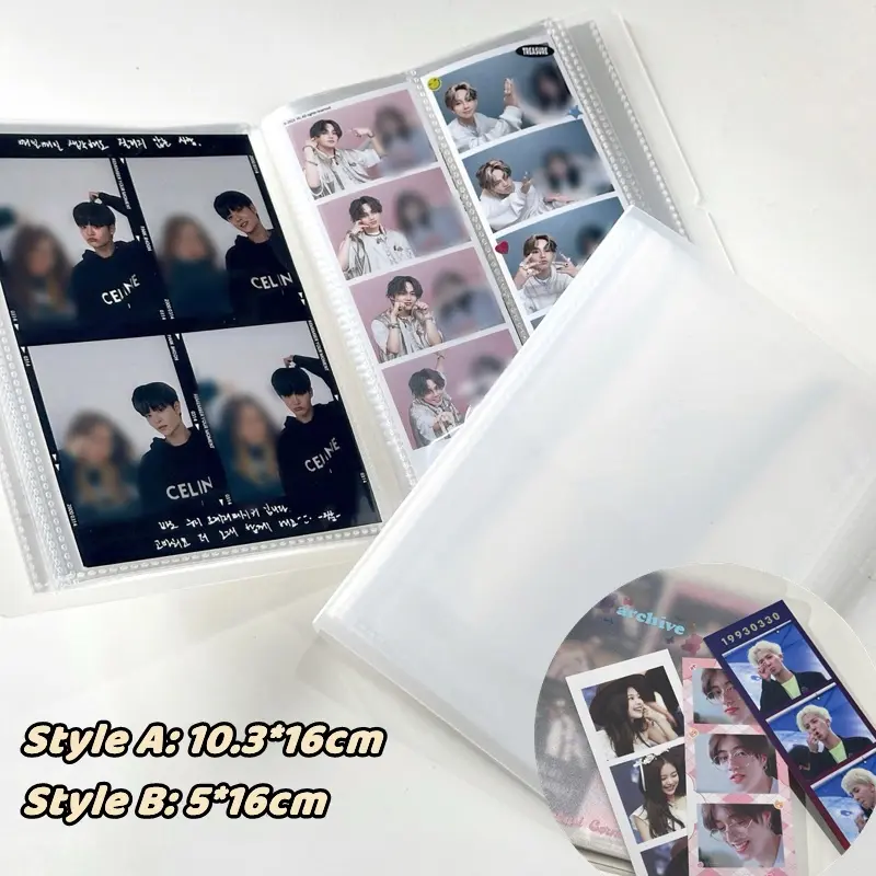 Korea Photo Strip Album 6inch Idol Photocard Collect Book 20 Pages 4 Cut Photostrip Storage Album Cute Friends Decor