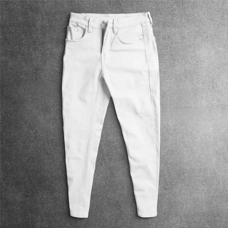  Quần Jean Dài Nam Màu Trắng Trơn Ôm Gọn Chất Vải Kaki Co Giãn 