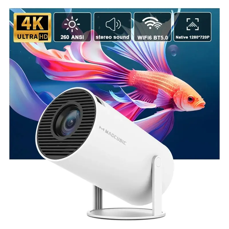 Magcubic Android 11 4K Projector WiFi6 HY300 Pro Allwinner H713 260ANSI BT5.0 1280*720P Dual wifi Home Theater Outdoor portable