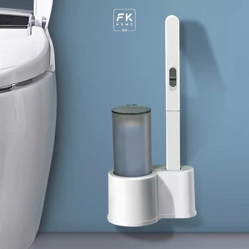 Chổi cọ toilet đóng mở tự động tích hợp miếng tẩy rửa, dụng cụ cọ rửa phòng vệ sinh siêu sạch thế hệ mới 0