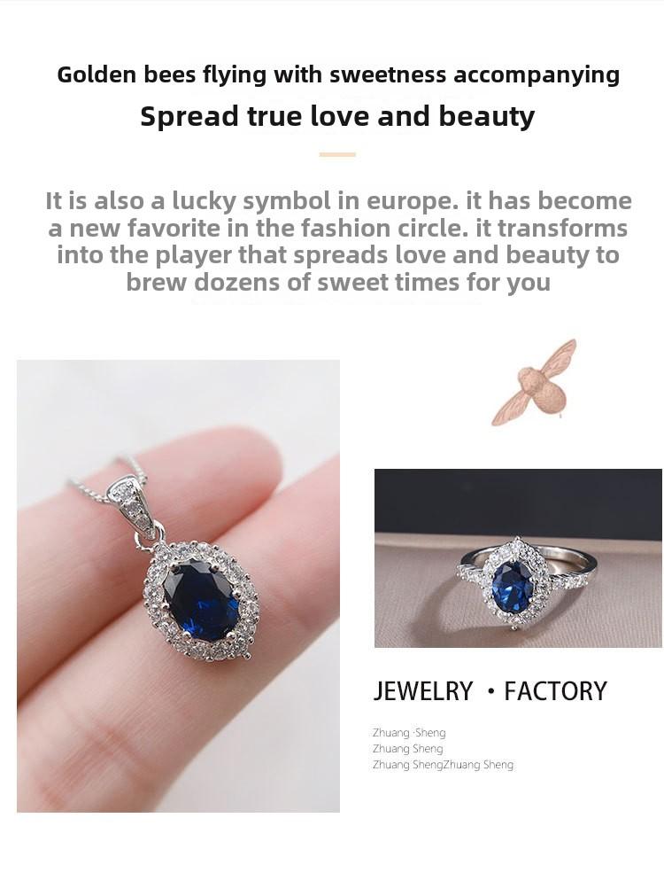 Product Introduction of TopKiss Exquisite Artisan Crafted Gemstone Jewelry Set - Simulated Blue Glass Colorful Gemstone Earrings, Ear Studs, and Pendant Set 9