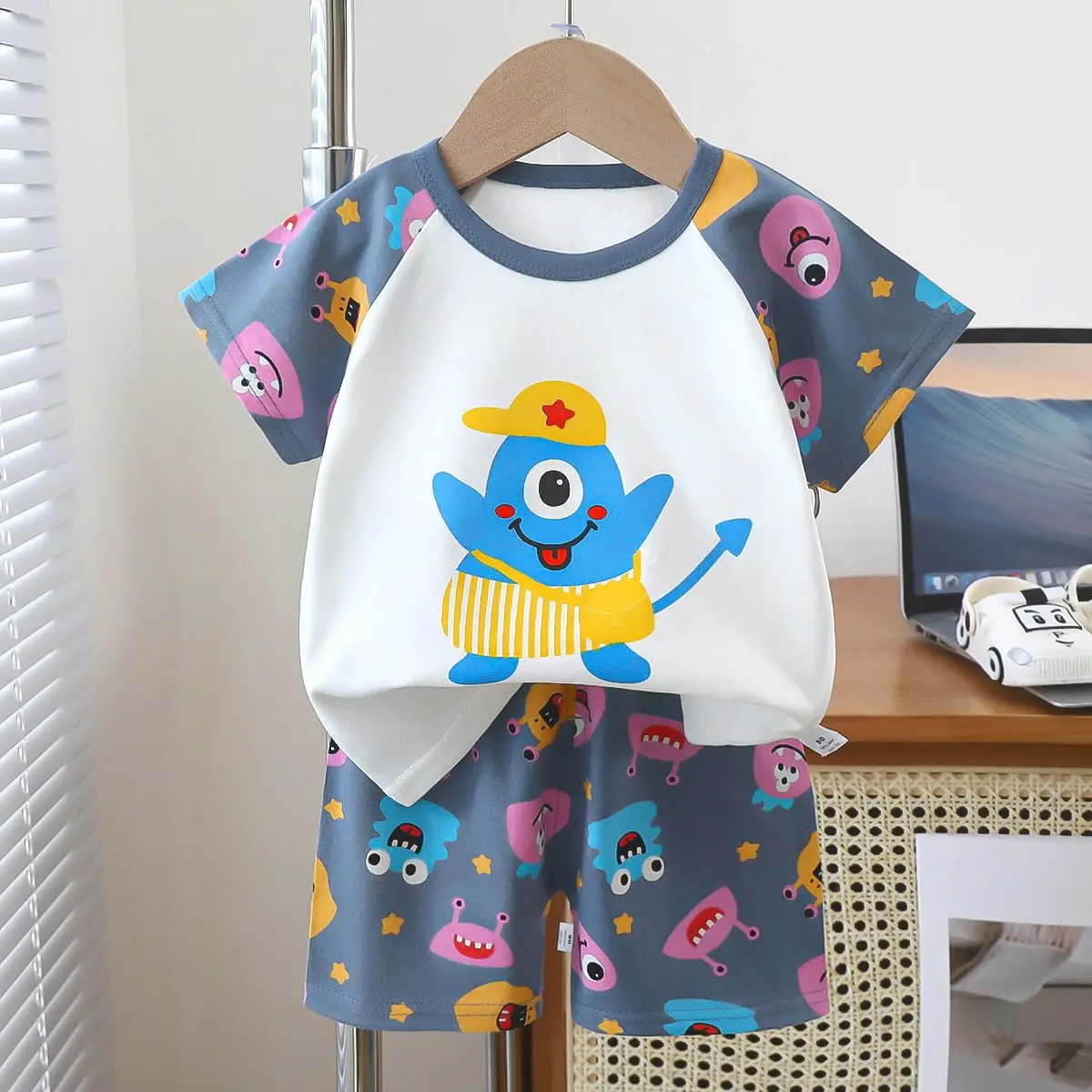 Children's Short-Sleeved Suit Pure Cotton Baby Clothes Boys' Shorts Girls' Half Sleeve 0-7 Years Old Baby T-shirt Children's Summer Clothing