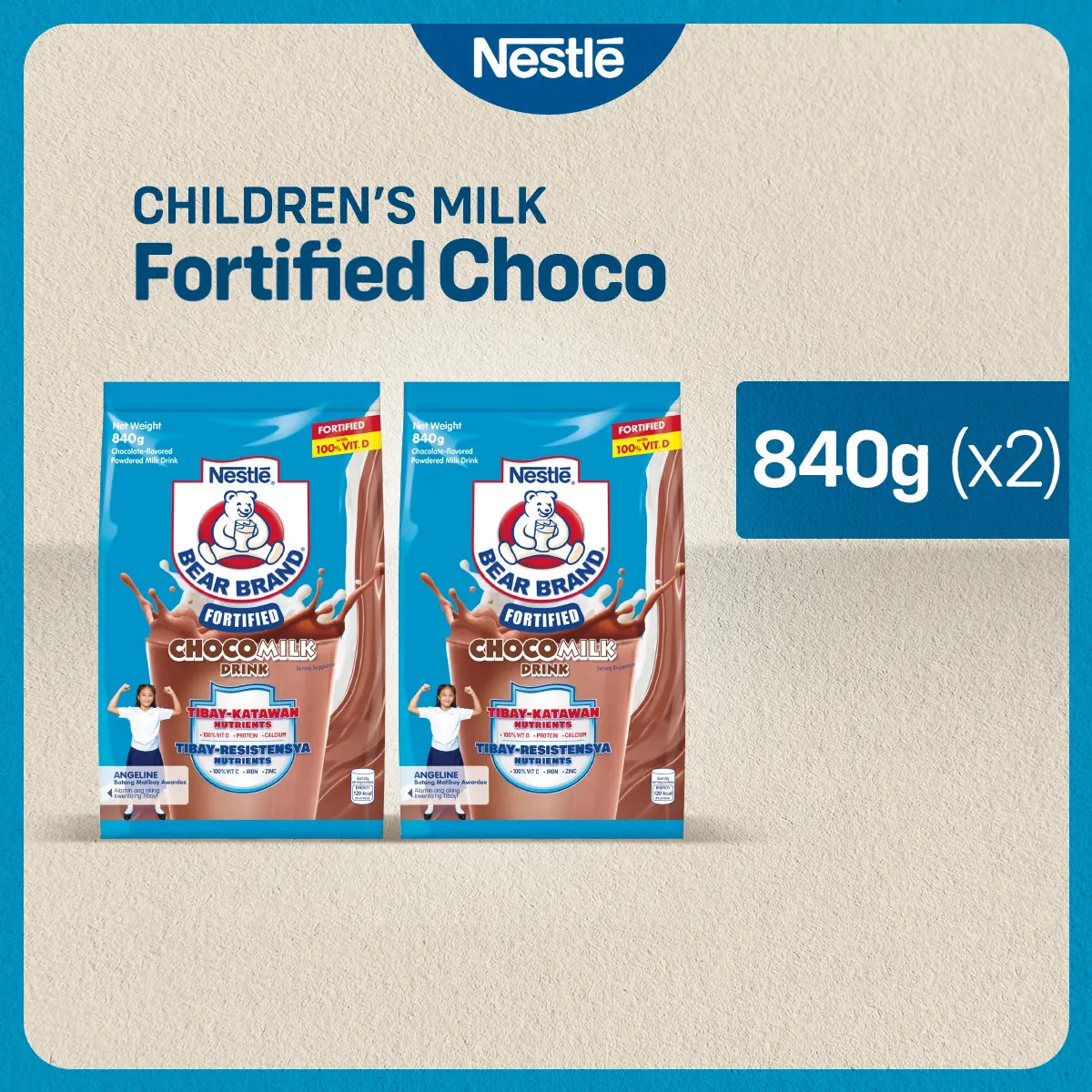 BEAR BRAND Choco Milk Drink 840g - Pack of 2 [SHIPS FROM CEBU]