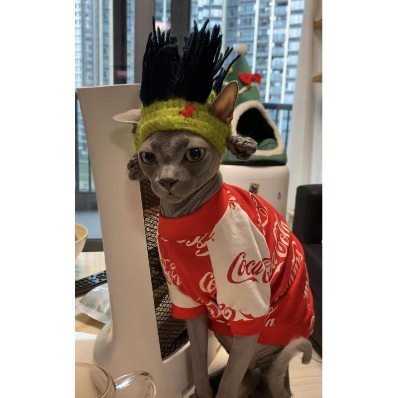 Mũ Mèo, Phong Cách Punk, Thiết Kế Vui Nhộn Không Lông, Thích Hợp Cho Mèo Sphynx, Kẹp Tóc Mũ Đội Đầu Cho Chó, Trang Phục Rock Vui Nhộn Dễ Thương 5