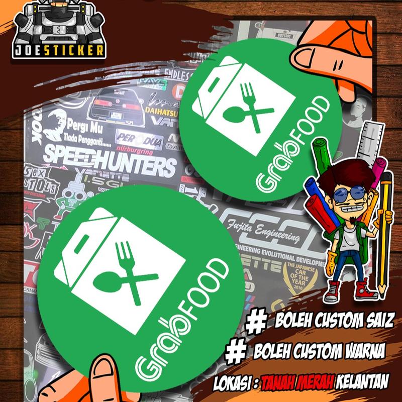 STICKER GRABFOOD ADA PELBAGAI PILIHAN SAIZ. SESUAI UNTUK MOTOSIKAL ...