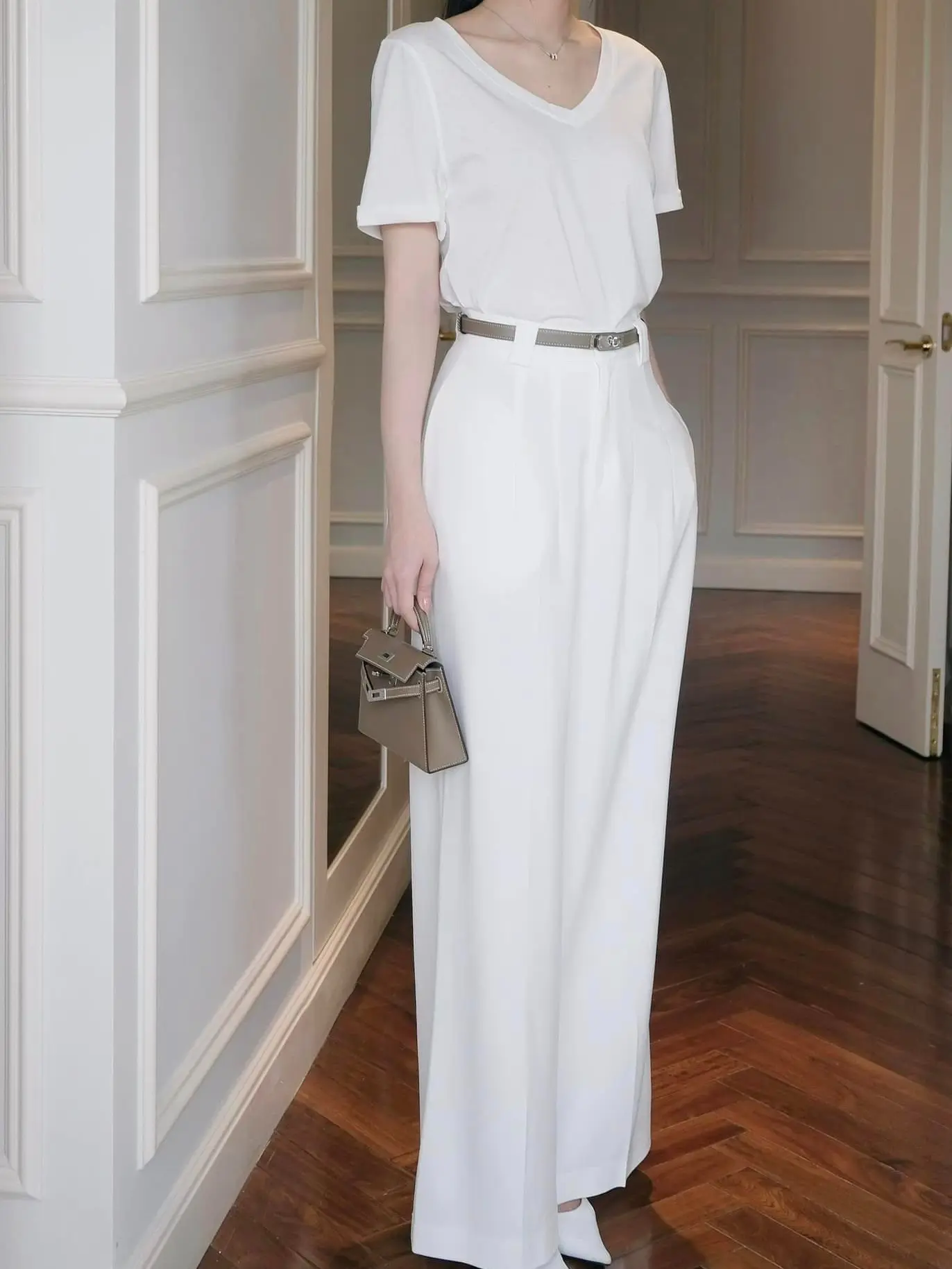 Quần ống rộng suông dài, quần tây công sở lưng cao dáng dài Q6 Nữ Women Pants Ong