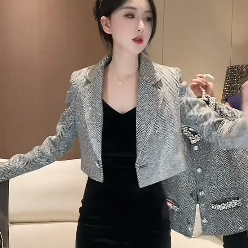 Áo Khoác Kafuu Ngắn, Lux Đầu Vào Kiểu Pháp, Cao Cấp, Thời Trang Phong Cách Phương Tây Mới Mùa Thu, Áo Thanh Lịch Dài Tay 5