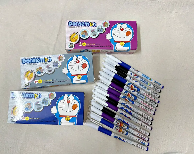Hộp 20 bút gel Đô re mon TL màu xanh - tím - đen, Bút mực  cho bé ngòi 0.5mm với bút chữ 6