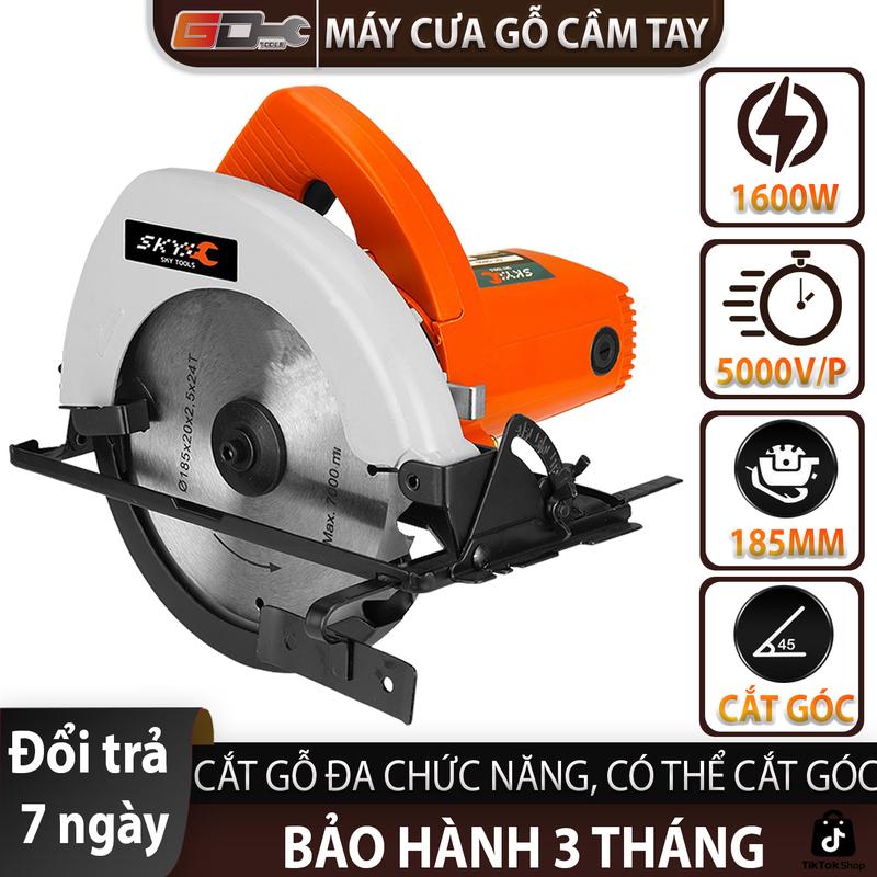 Máy cắt gỗ cầm tay 5800, máy cưa gỗ mini chính hãng SKY lưỡi 185mm, công suất lớn 1600W, tặng kèm 1 lưỡi
