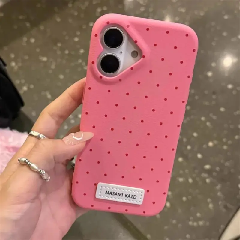 MASAMI KAZD Korean Cute Love Heart Shape Camera Dots Leather Phone Case For  iPhone 16 Pro 15 14 13 12 Pro Max Japan Kawaii Girl Soft Cover Accessory  Square Smartphone Cellphone Protection Protector - TikTok Shop Philippines
