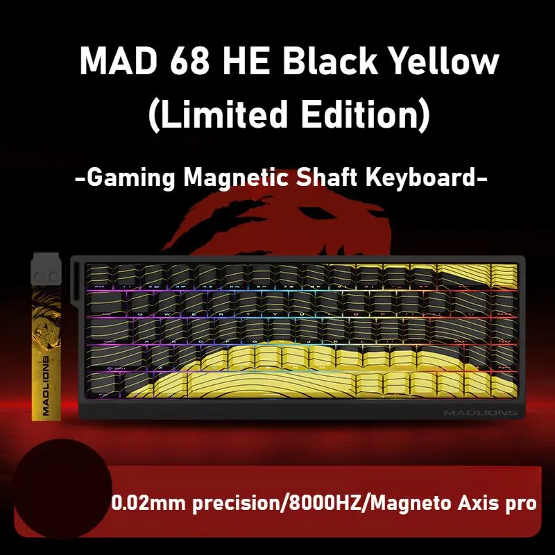 MADLIONS MAD60/68 HE Wired Gaming Magnetic Shaft Keyboard 61/68 Keys Low Latency All Keys Hot Swap for Gaming