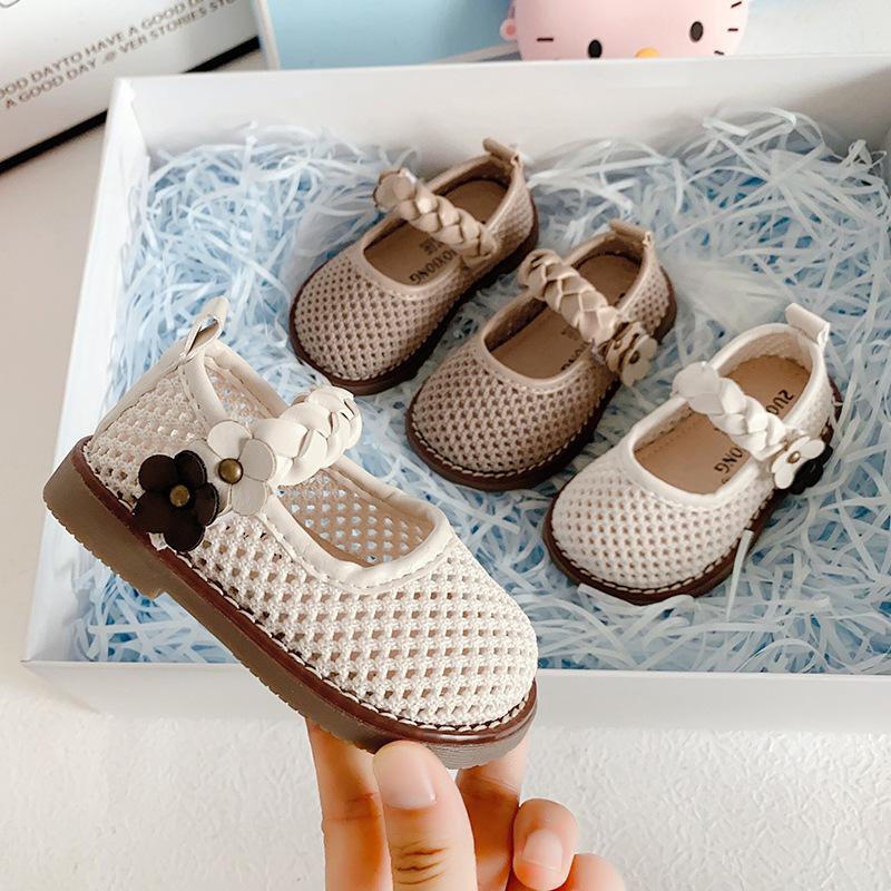 giày búp bê phối lưới mềm bé gái cao cấp đính nơ hoa đế mềm nhẹ phong cách thời trang bún tết hoa giay bup Voi Cho Bé
