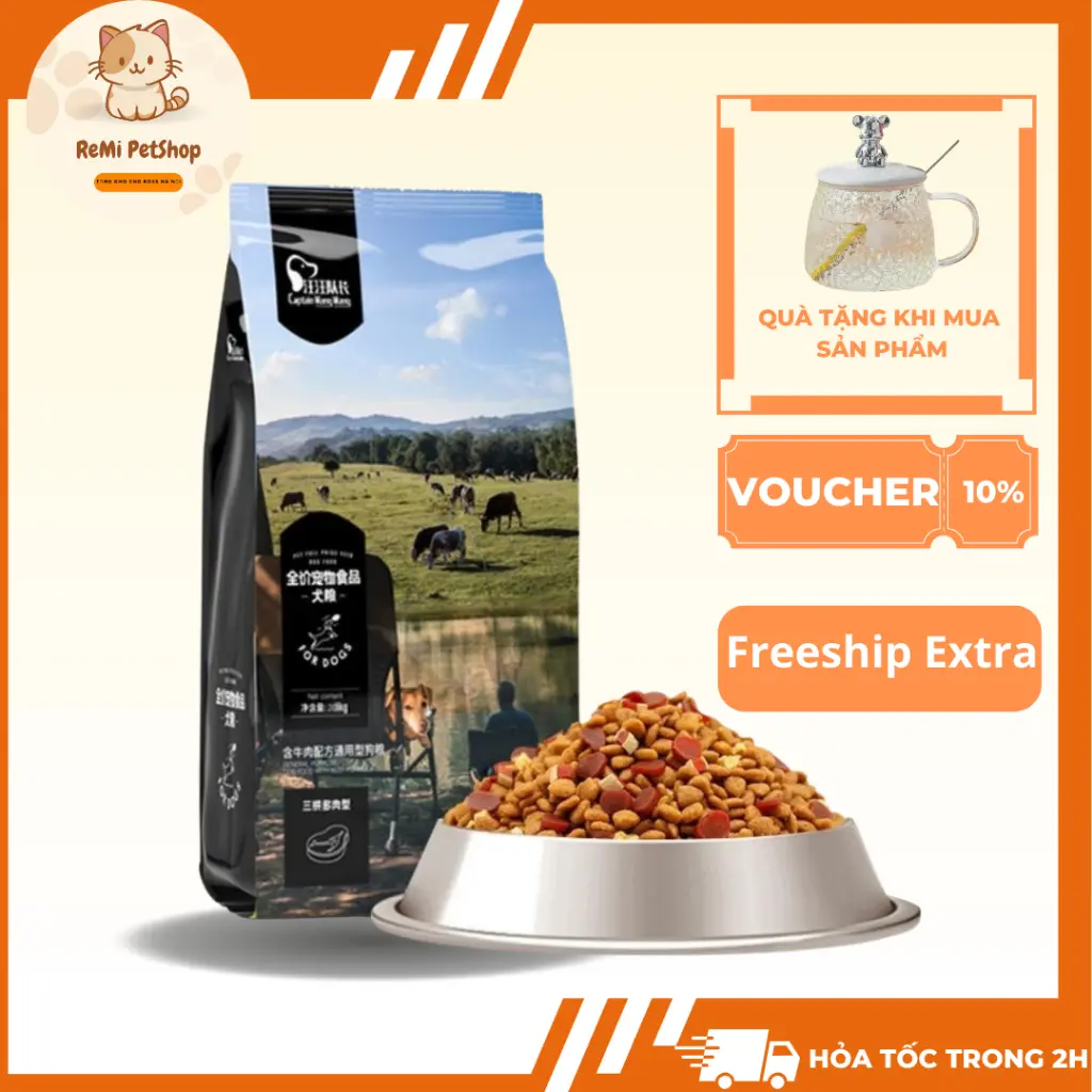 Hạt Cho Chó Captain 5Kg Dinh Dưỡng Cao Mix Bò, Cá, Phô Mai Phù Hợp Mọi Độ Tuổi Mọi Giống Chó