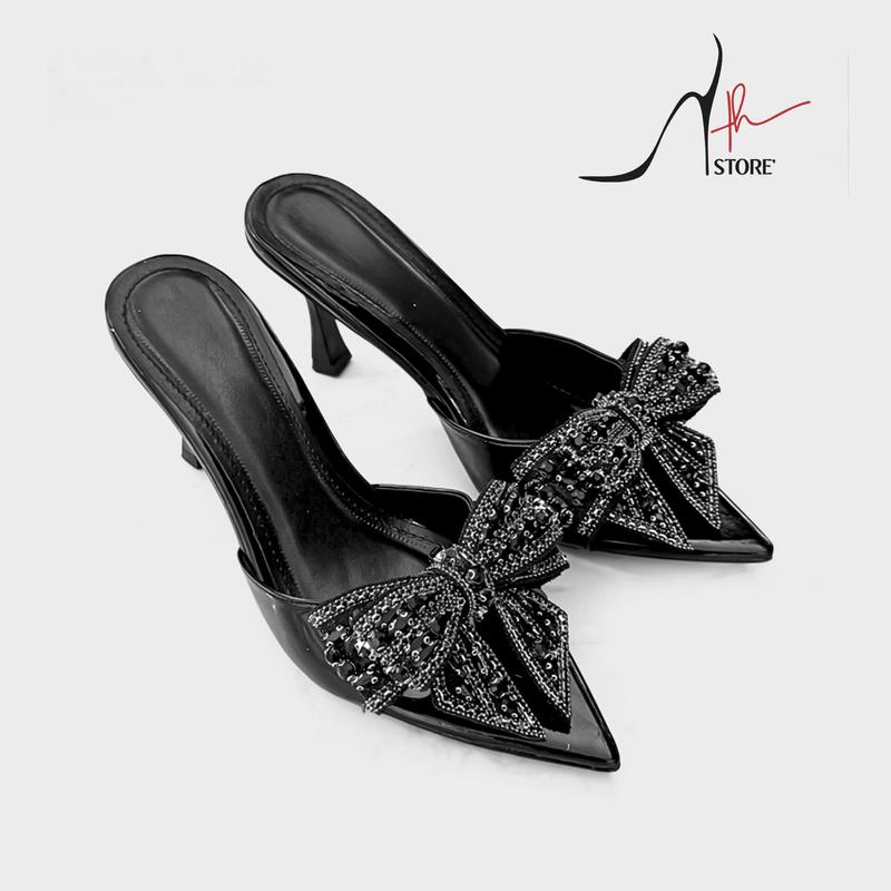 [ HH Store ] - [ M14 ]  Giày Cao Gót 7 Phân Bảng Da Bóng Phối Nơ Đá Lấp Lánh Thời Trang, Sang Trọng Phù Hợp Cho Các Bạn Nữ. 2