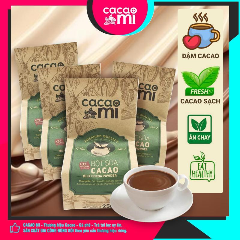 Bột Cacao Sữa CacaoMi Hoà Tan Ngọt Dịu Dùng Pha Thức Uống Cà Phê Cafe Chocolate, Trà Sữa Socola, Sữa Chua, Thơm Ngon Tự Nhiên Sô-cô-la cacao sữa đá suada
