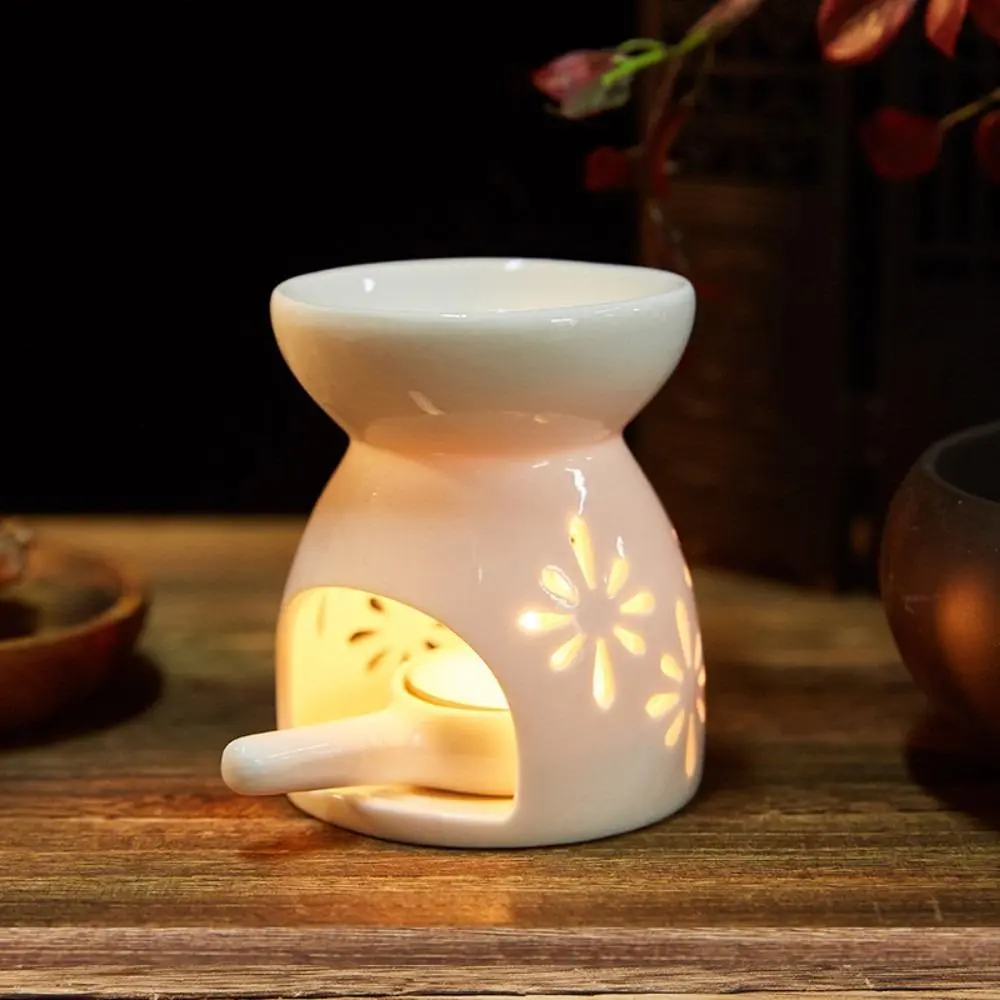 Ceramic Candle Holder with Incense Burner, 2 Counts/set Modern Simple Decorative Candle Holder with Incense Burner (without Candle)